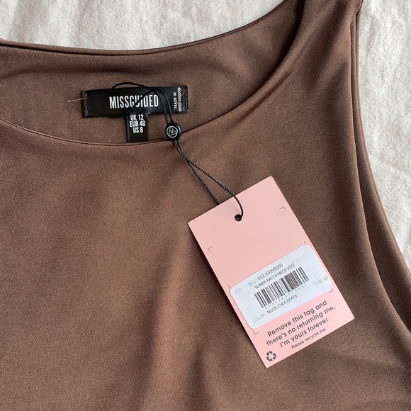 NWT Missguided Brown Contour Racerback Tank Top 8 - Picture 1 of 6